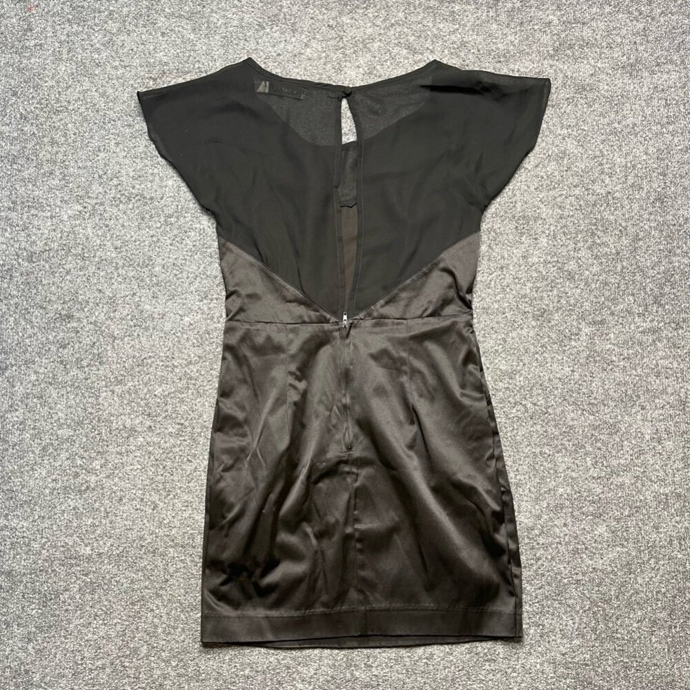 Minkpink Womens Sheath Dress Black Short Cap Sleeve Satin Keyhole Back Zipper S - Picture 3 of 6